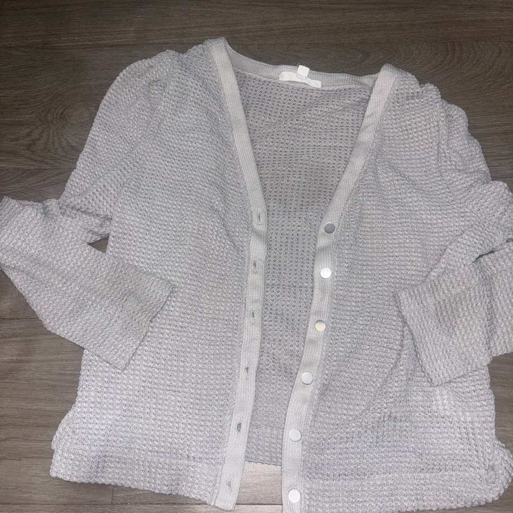 Women's Gray Button-Up Sweater